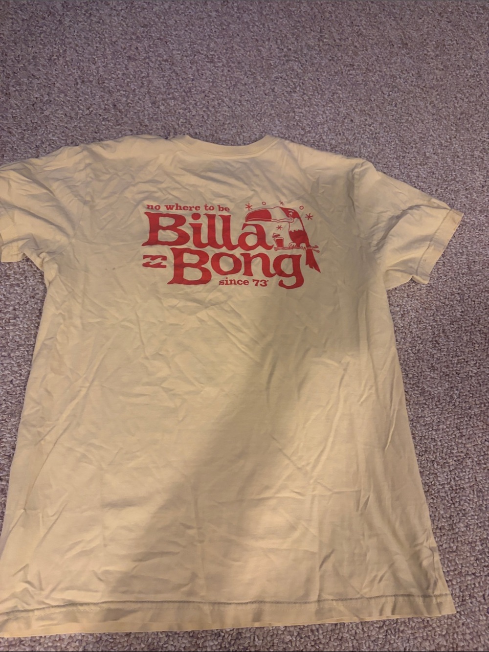 Billabong Yellow Short Sleeve Tee with Red Logo